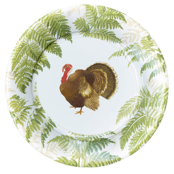 Caspari Dinner Turkey Among Ferns Paper Dinner Plates
